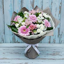 Букет цветов из:  Герберы, Альстромерии и Хризантемы в Савельевской