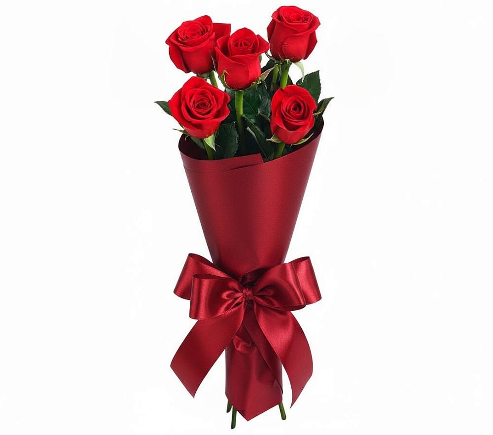 Букет 5 Красных роз Эдлесс Лав в Савельевской