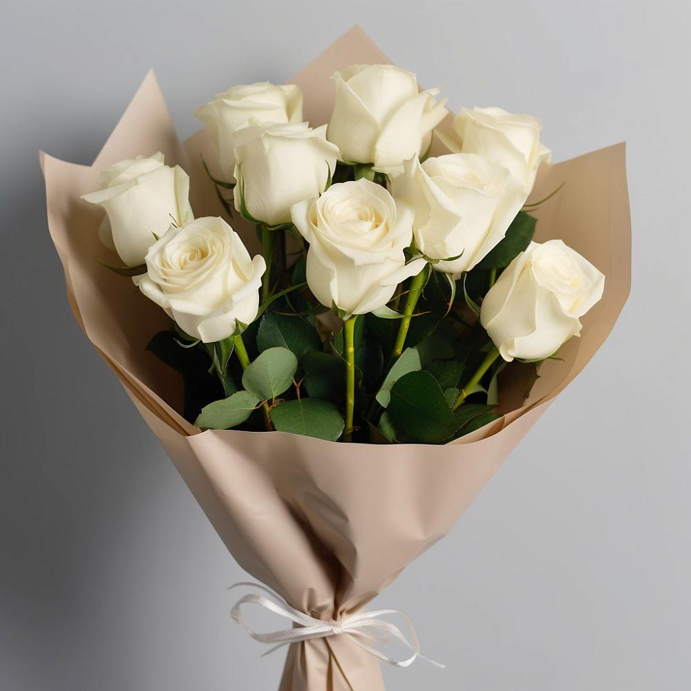 Букет 9 Белых роз Эдлесс Лав в Савельевской