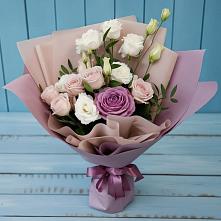 Букет цветов из:  Розы и Лизиантусы в Савельевской