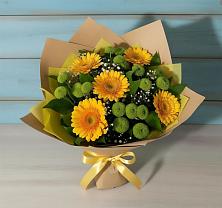 Букет цветов из:  Герберы и Хризантемы в Савельевской