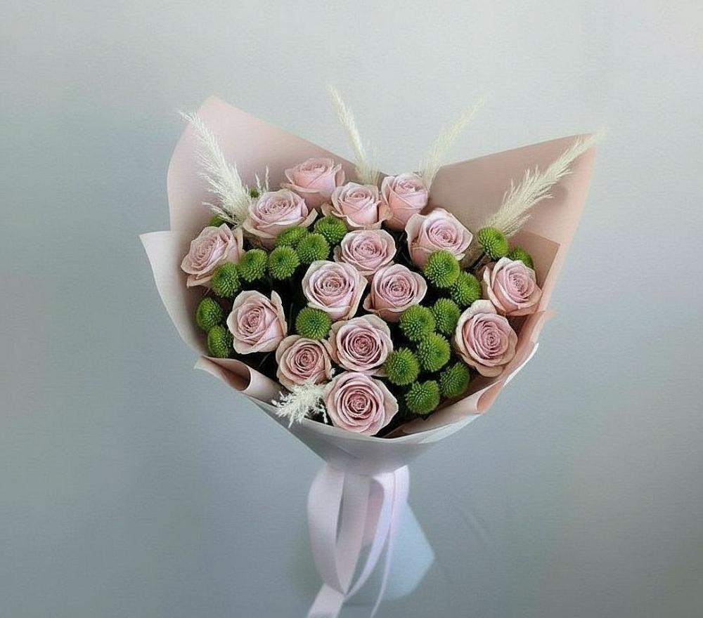 Букет цветов из: Розы и Хризантемы в Савельевской