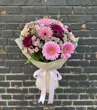 Букет цветов из:  Герберы и Хризантемы в Савельевской