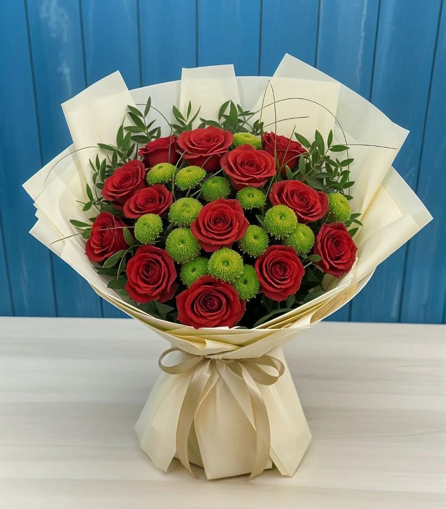 Букет цветов из: Розы и Хризантемы в Савельевской